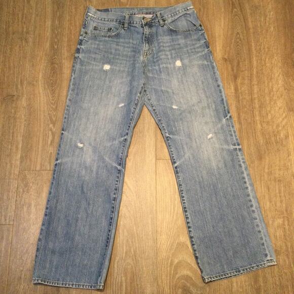 Old Navy 2009 Loose Straight Distressed Jeans 34x31 - Picture 1 of 5